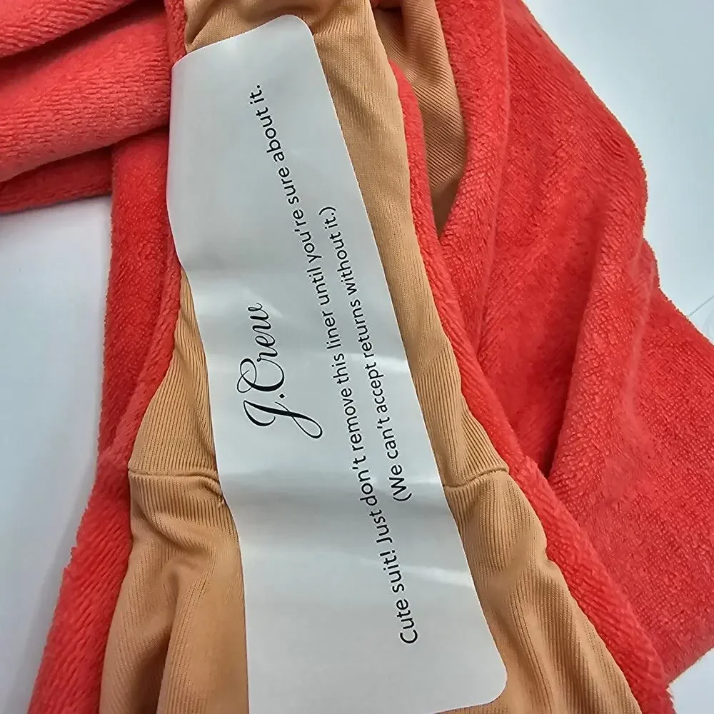 J. Crew Womans size 2X Curved Waist Cheeky Terry Bikini Bottoms in Coral NEW